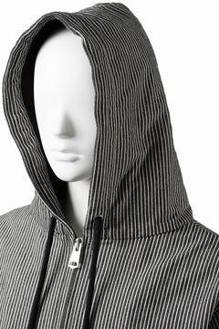 画像をギャラリービューアに読み込む, N/07 limited HOODY ZIP PARKA / SELVEDGE HICKORY STRIPES DENIM + FRENCH CARZE (BLACK x WHITE)