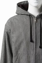 画像をギャラリービューアに読み込む, N/07 limited HOODY ZIP PARKA / SELVEDGE HICKORY STRIPES DENIM + FRENCH CARZE (BLACK x WHITE)