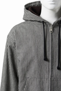 画像をギャラリービューアに読み込む, N/07 limited HOODY ZIP PARKA / SELVEDGE HICKORY STRIPES DENIM + FRENCH CARZE (BLACK x WHITE)