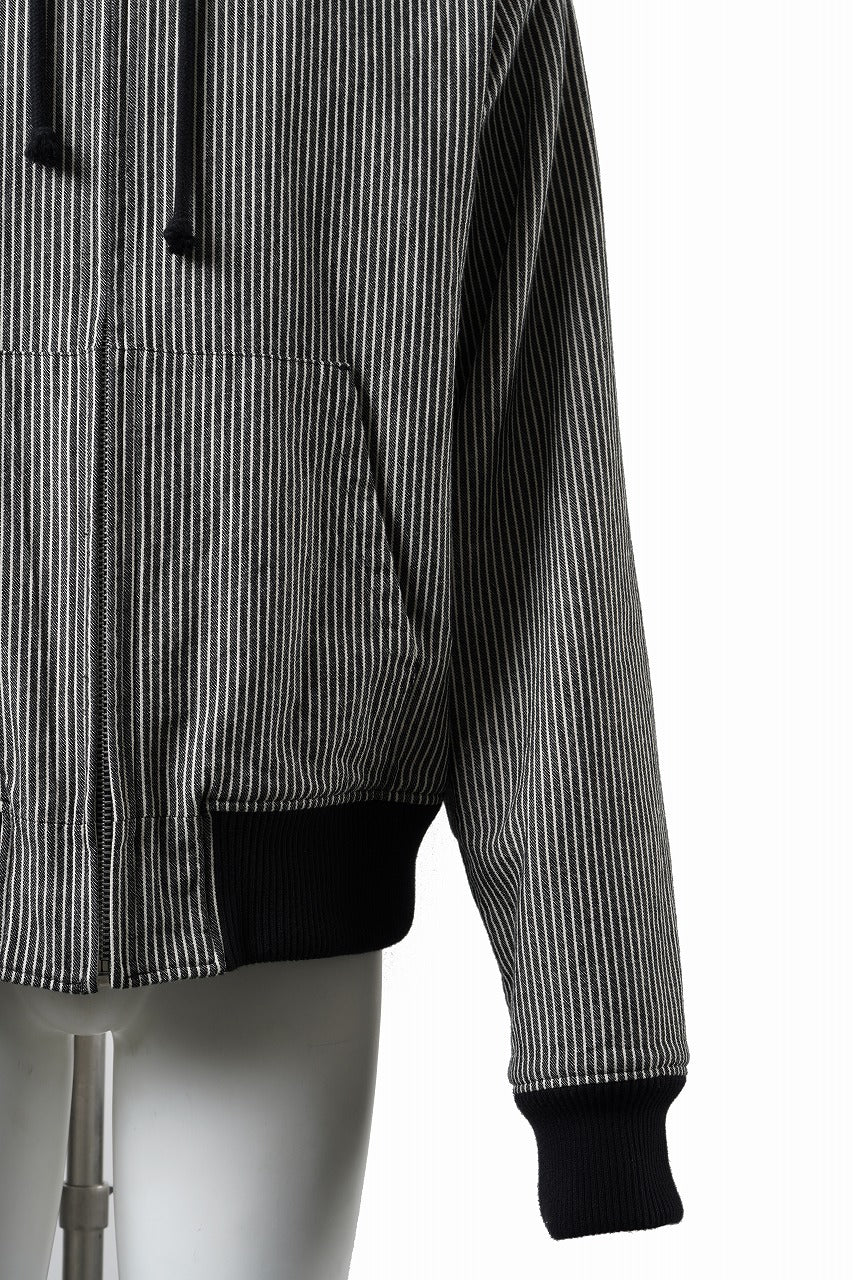 画像をギャラリービューアに読み込む, N/07 limited HOODY ZIP PARKA / SELVEDGE HICKORY STRIPES DENIM + FRENCH CARZE (BLACK x WHITE)