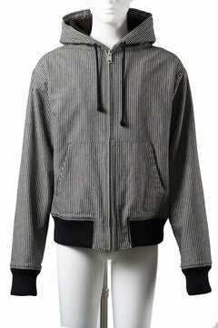 画像をギャラリービューアに読み込む, N/07 limited HOODY ZIP PARKA / SELVEDGE HICKORY STRIPES DENIM + FRENCH CARZE (BLACK x WHITE)