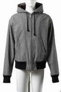 N/07 limited HOODY ZIP PARKA / SELVEDGE HICKORY STRIPES DENIM + FRENCH CARZE (BLACK x WHITE)