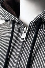 画像をギャラリービューアに読み込む, N/07 limited HOODY ZIP PARKA / SELVEDGE HICKORY STRIPES DENIM + FRENCH CARZE (BLACK x WHITE)
