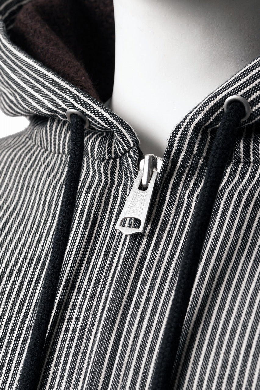 画像をギャラリービューアに読み込む, N/07 limited HOODY ZIP PARKA / SELVEDGE HICKORY STRIPES DENIM + FRENCH CARZE (BLACK x WHITE)