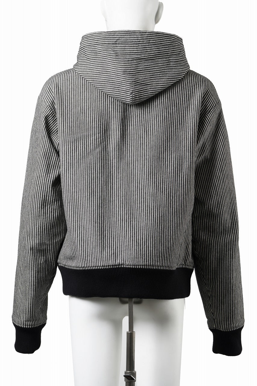 画像をギャラリービューアに読み込む, N/07 limited HOODY ZIP PARKA / SELVEDGE HICKORY STRIPES DENIM + FRENCH CARZE (BLACK x WHITE)