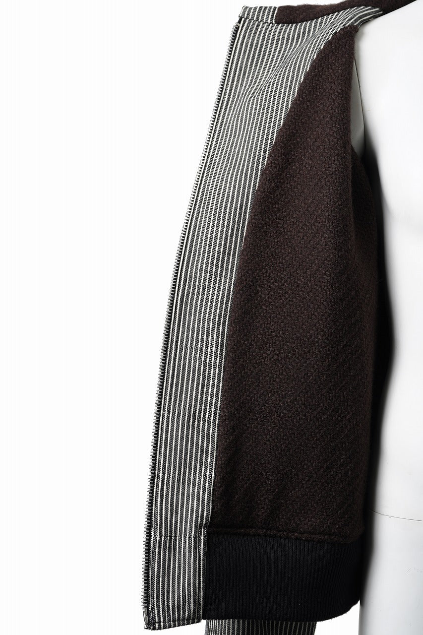 画像をギャラリービューアに読み込む, N/07 limited HOODY ZIP PARKA / SELVEDGE HICKORY STRIPES DENIM + FRENCH CARZE (BLACK x WHITE)