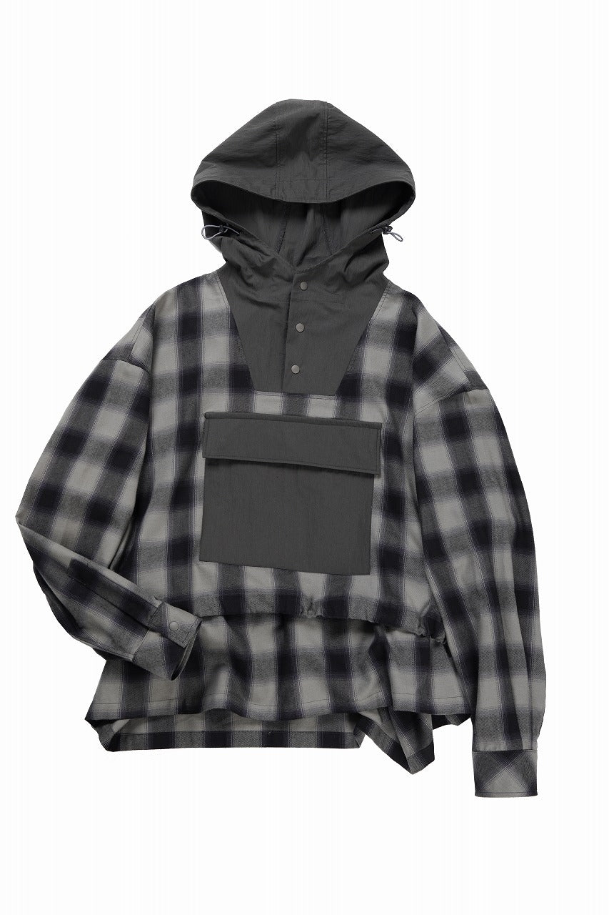 画像をギャラリービューアに読み込む, F/CE. WATER-SHIELD CHECK ANORAK SHIRT (GRAY)
