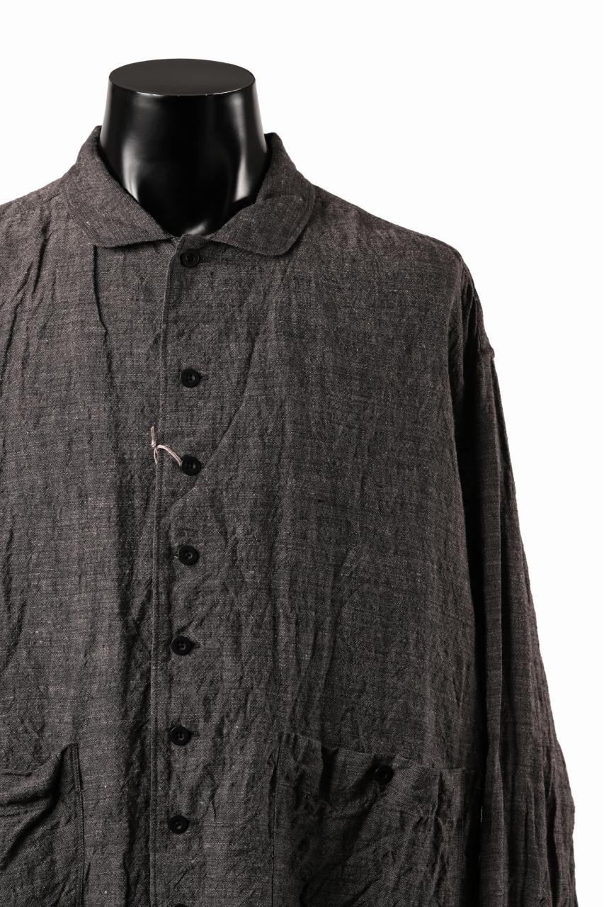 画像をギャラリービューアに読み込む, KLASICA "SH-051" BACK FLAP SHIRTS with BIG POCKETS / ANCIENT COLORED LINEN CHAMBRAY (BROWN)