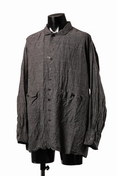画像をギャラリービューアに読み込む, KLASICA "SH-051" BACK FLAP SHIRTS with BIG POCKETS / ANCIENT COLORED LINEN CHAMBRAY (BROWN)