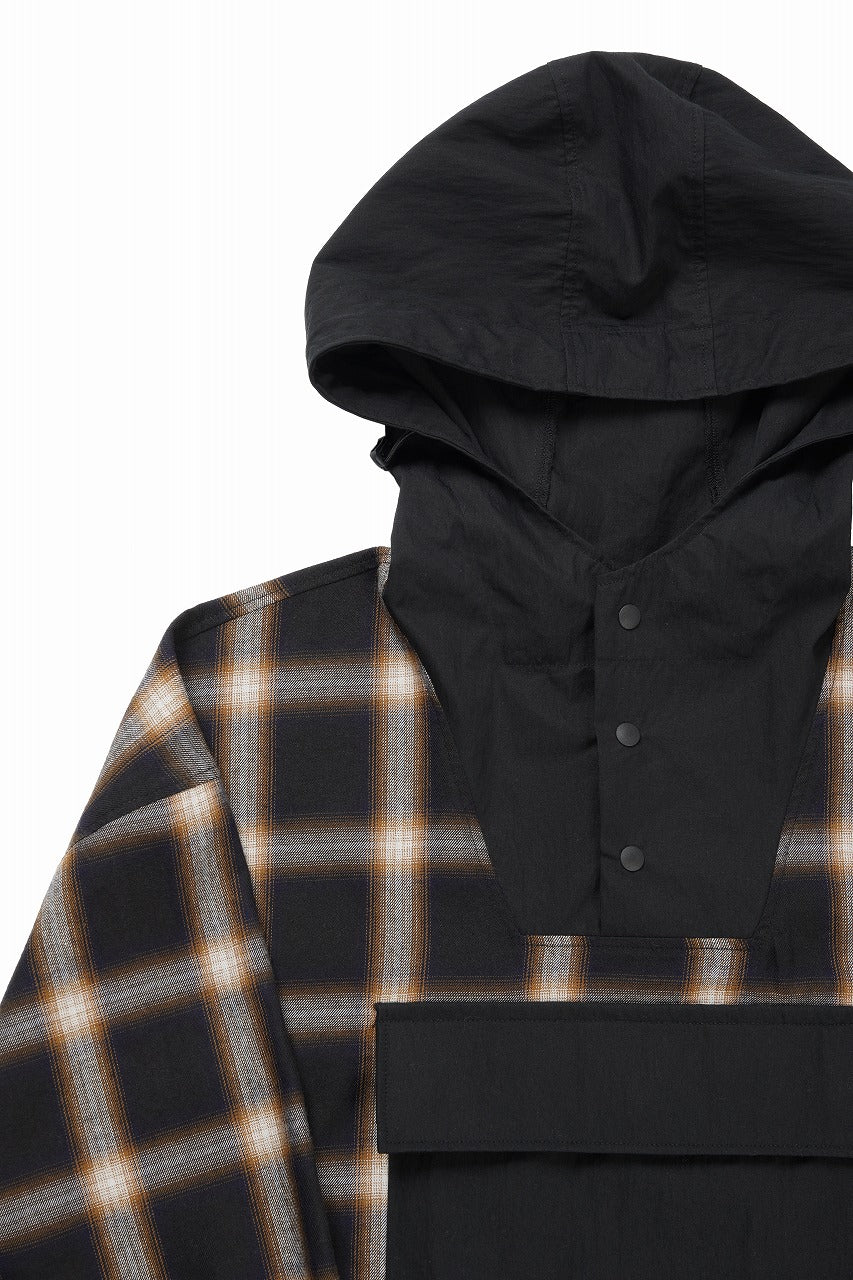 画像をギャラリービューアに読み込む, F/CE. WATER-SHIELD CHECK ANORAK SHIRT (BLACK)
