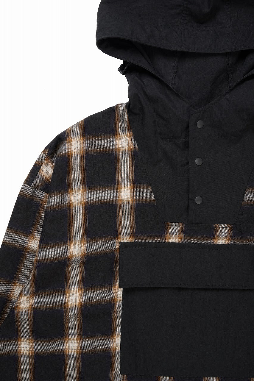 画像をギャラリービューアに読み込む, F/CE. WATER-SHIELD CHECK ANORAK SHIRT (BLACK)