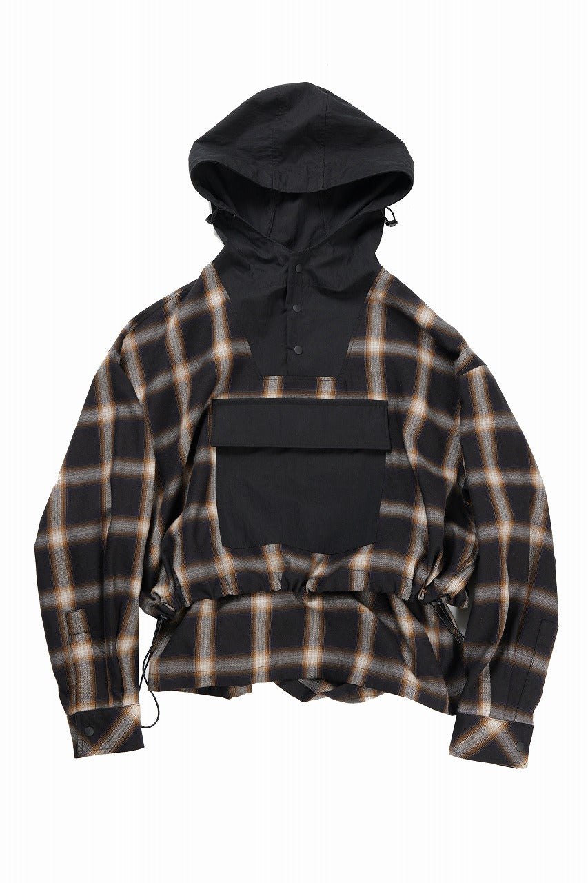 画像をギャラリービューアに読み込む, F/CE. WATER-SHIELD CHECK ANORAK SHIRT (BLACK)