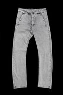 thom/krom SLIM FIT DENIM TROUSERS / ACID BLEECH - SCAR STITCH (LIGHT GREY)