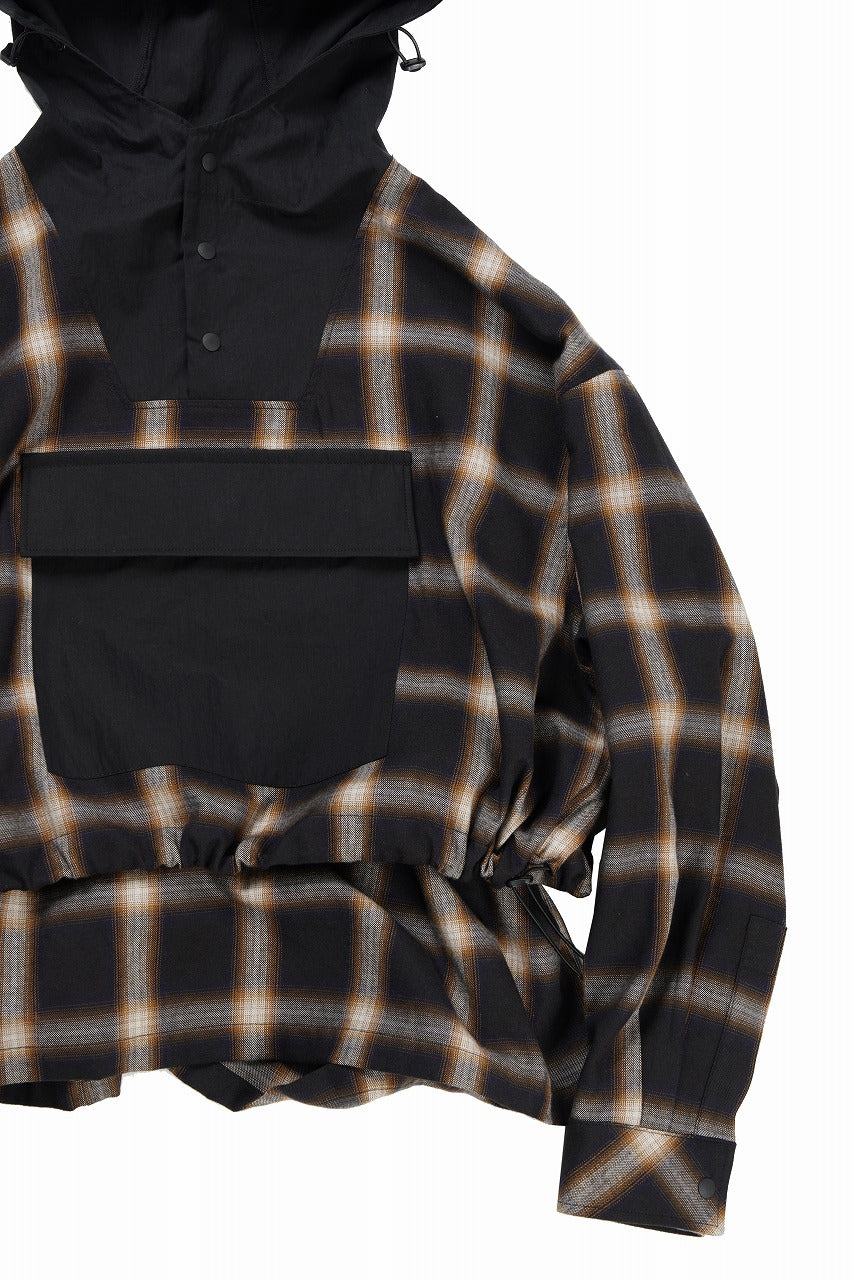 画像をギャラリービューアに読み込む, F/CE. WATER-SHIELD CHECK ANORAK SHIRT (BLACK)
