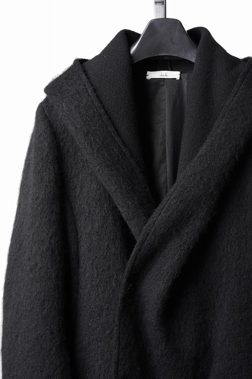 Load image into Gallery viewer, daub HOODED WRAP COAT / VIRGIN WOOL (BLACK)