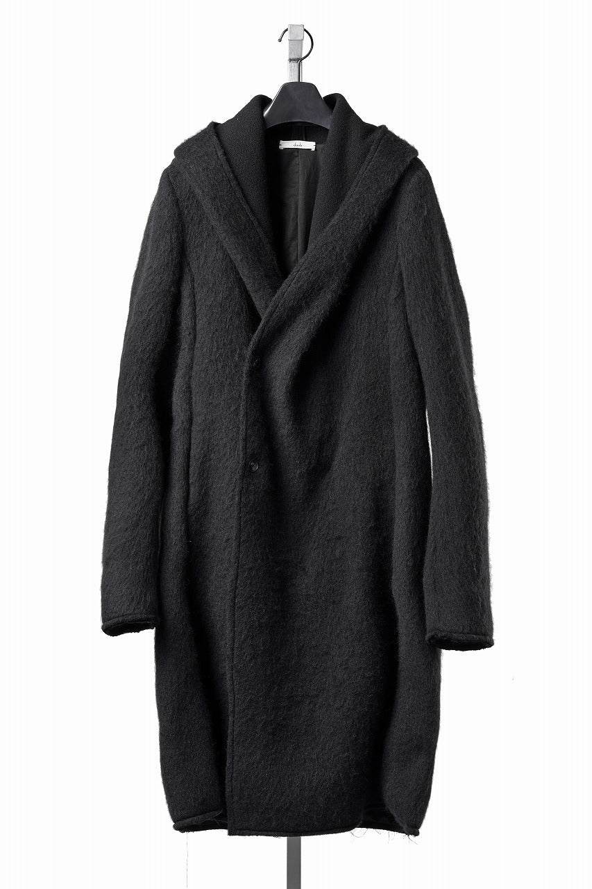 Load image into Gallery viewer, daub HOODED WRAP COAT / VIRGIN WOOL (BLACK)