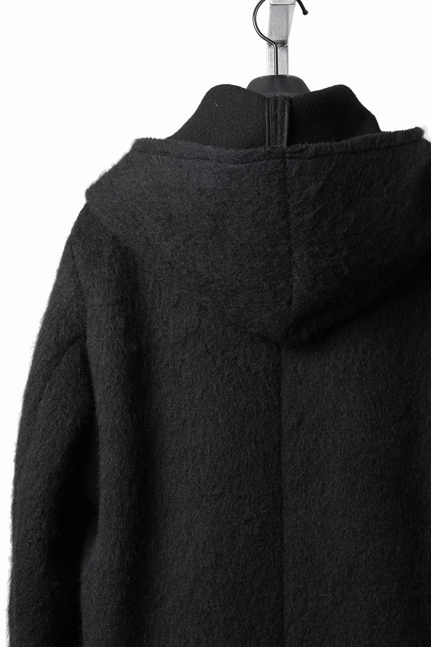 Load image into Gallery viewer, daub HOODED WRAP COAT / VIRGIN WOOL (BLACK)