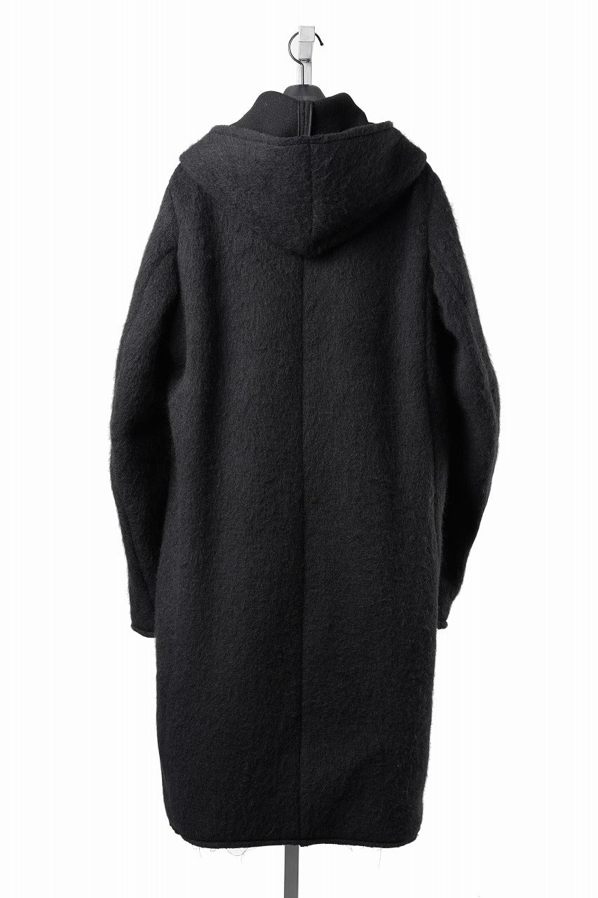 Load image into Gallery viewer, daub HOODED WRAP COAT / VIRGIN WOOL (BLACK)