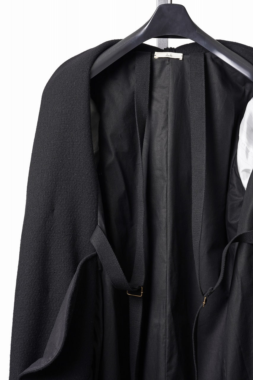 Load image into Gallery viewer, daub HOODED WRAP COAT / VIRGIN WOOL (BLACK)