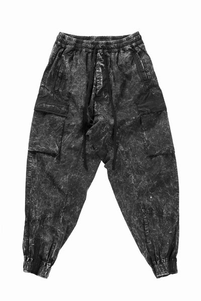 thom/krom CARGO JOGGER TROUSERS / DYED ORGANIC COTTON (BLACK MARBLE)