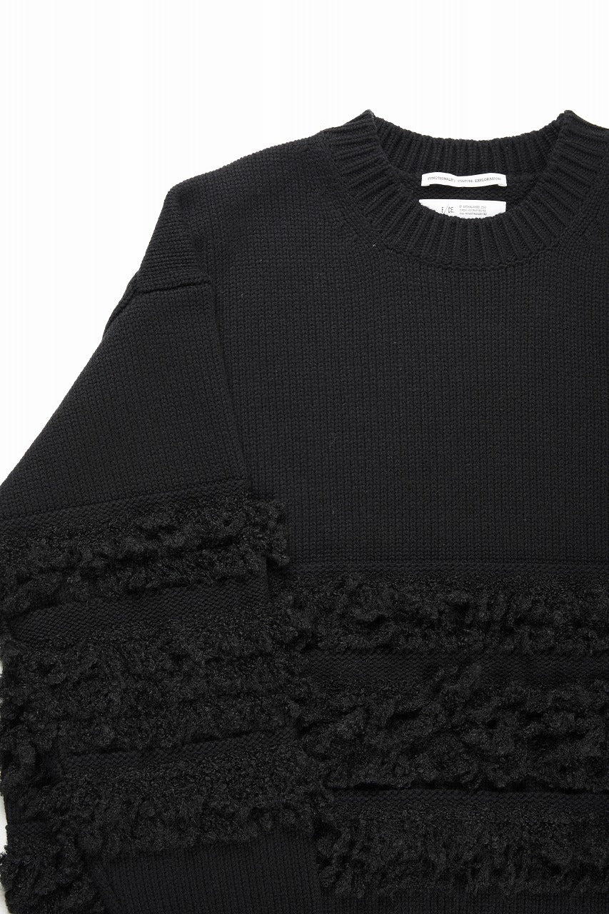 F/CE. DUAL TEXTURE SHIFTED LINES KNIT (BLACK)
