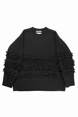 F/CE. DUAL TEXTURE SHIFTED LINES KNIT (BLACK)