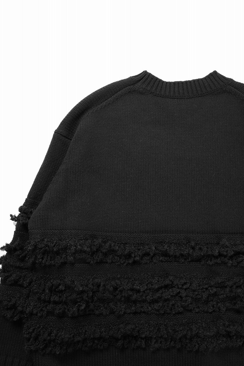 画像をギャラリービューアに読み込む, F/CE. DUAL TEXTURE SHIFTED LINES KNIT (BLACK)