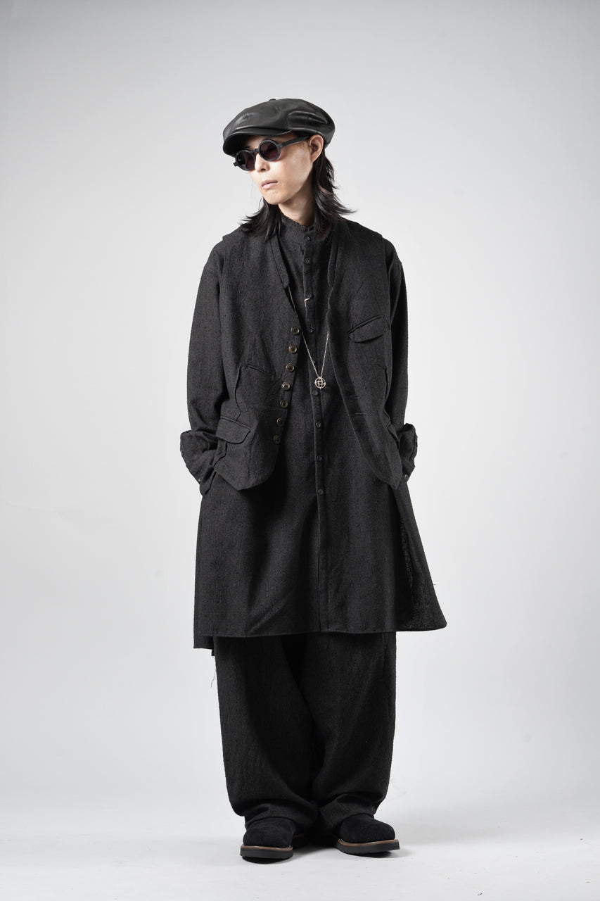 Load image into Gallery viewer, KLASICA "SH-042" STAND COLLAR LONG TAIL SHIRTS / AMBIENCE ANTIQUE DRAPER (CACAO NIB)