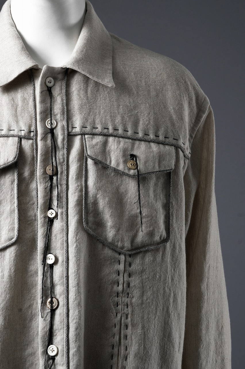 A TENTATIVE ATELIER Abel G. PIPING POCKET WORKER SHIRT (DIRTY WHITE)
