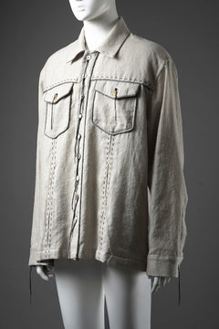 Load image into Gallery viewer, A TENTATIVE ATELIER Abel G. PIPING POCKET WORKER SHIRT (DIRTY WHITE)