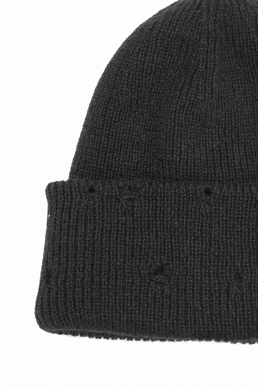 画像をギャラリービューアに読み込む, Y&#39;s for men DAMAGED KNIT CAP / ALPACA WOOL (BLACK)