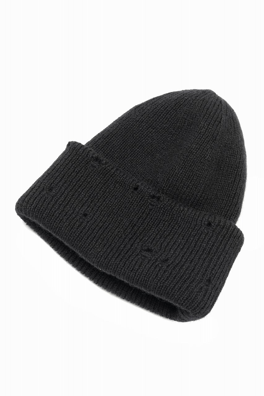 画像をギャラリービューアに読み込む, Y&#39;s for men DAMAGED KNIT CAP / ALPACA WOOL (BLACK)