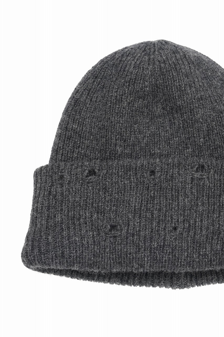 画像をギャラリービューアに読み込む, Y&#39;s for men DAMAGED KNIT CAP / ALPACA WOOL (CHARCOAL)