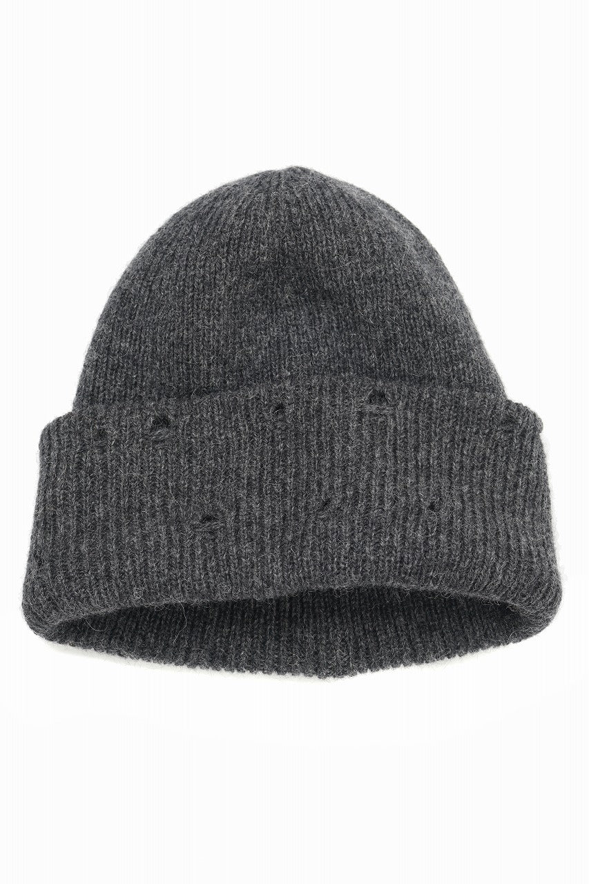 画像をギャラリービューアに読み込む, Y&#39;s for men DAMAGED KNIT CAP / ALPACA WOOL (CHARCOAL)