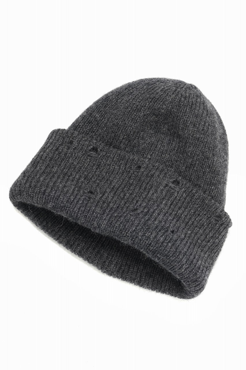 画像をギャラリービューアに読み込む, Y&#39;s for men DAMAGED KNIT CAP / ALPACA WOOL (CHARCOAL)