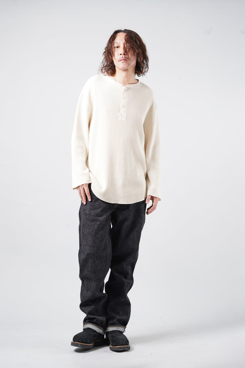 画像をギャラリービューアに読み込む, SEVEN LEATHERS WAFFLE HENLEY LONG SLEEVE TOPS (CREAM)
