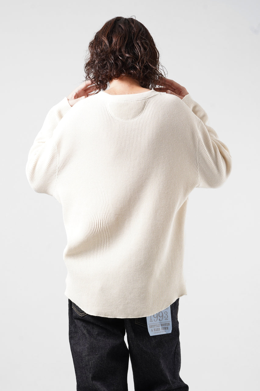 画像をギャラリービューアに読み込む, SEVEN LEATHERS WAFFLE HENLEY LONG SLEEVE TOPS (CREAM)