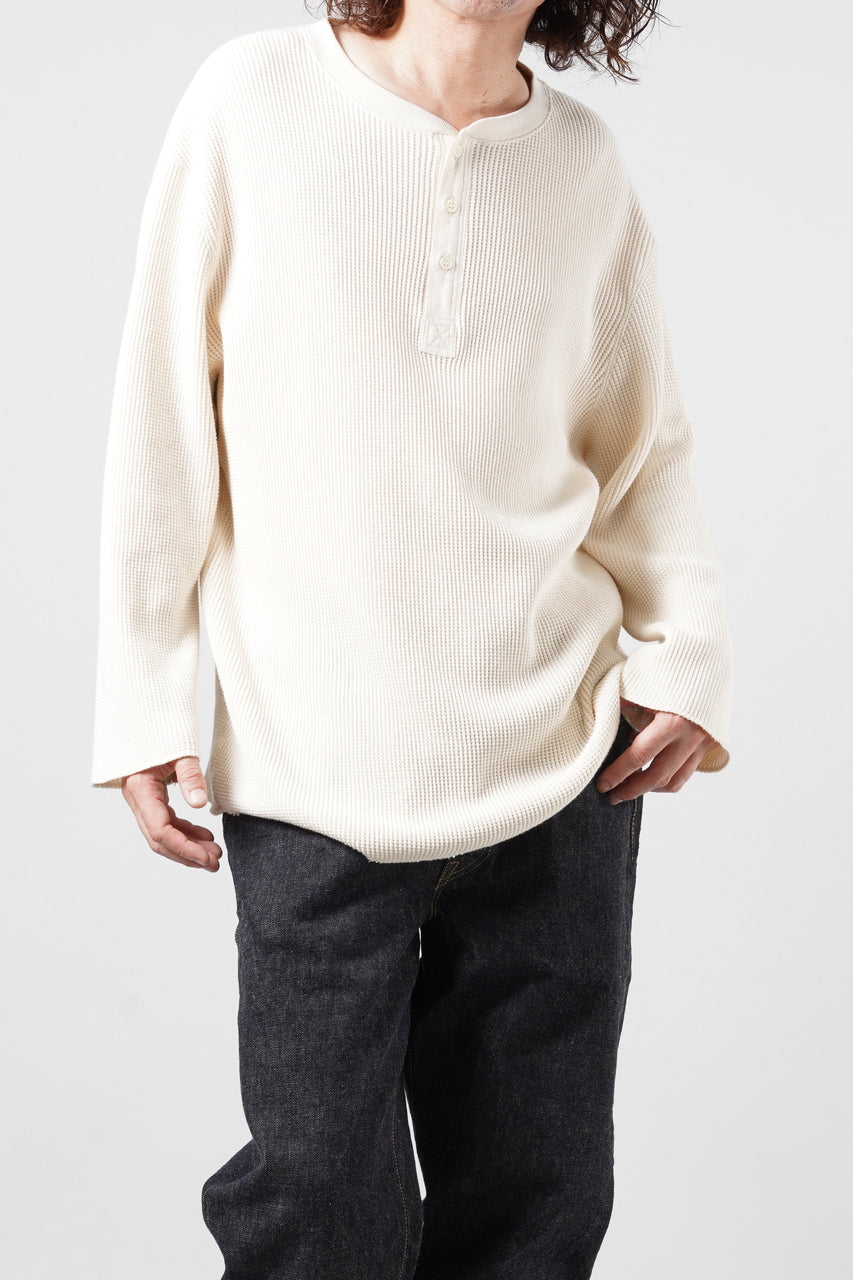 画像をギャラリービューアに読み込む, SEVEN LEATHERS WAFFLE HENLEY LONG SLEEVE TOPS (CREAM)