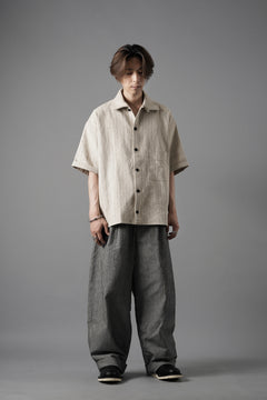 画像をギャラリービューアに読み込む, N/07 OPEN COLLAR H/S SHIRT / HEAVY C/LI BUTCHER STRIPES (BEIGE)