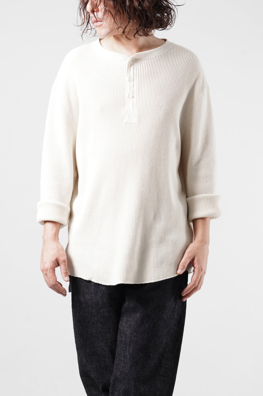 画像をギャラリービューアに読み込む, SEVEN LEATHERS WAFFLE HENLEY LONG SLEEVE TOPS (CREAM)