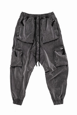 thom/krom ZIP CARGO JOGGER TROUSERS / DYED SOFT ELASTIC VELVET (USED GREY)