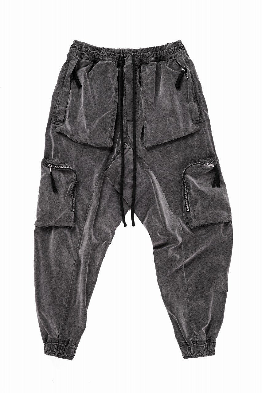 画像をギャラリービューアに読み込む, thom/krom ZIP CARGO JOGGER TROUSERS / DYED SOFT ELASTIC VELVET (USED GREY)