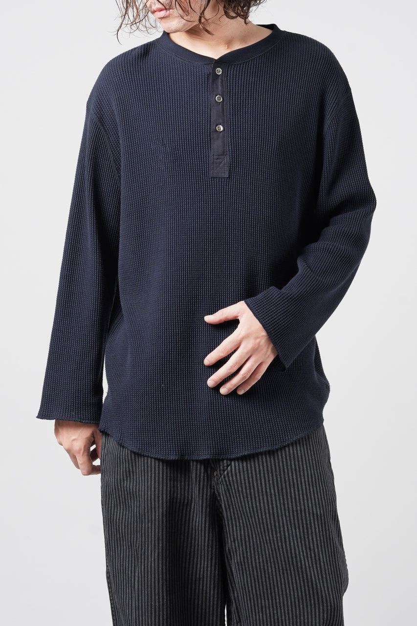 画像をギャラリービューアに読み込む, SEVEN LEATHERS WAFFLE HENLEY LONG SLEEVE TOPS (NAVY)