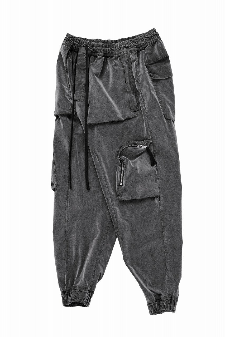 画像をギャラリービューアに読み込む, thom/krom ZIP CARGO JOGGER TROUSERS / DYED SOFT ELASTIC VELVET (USED GREY)
