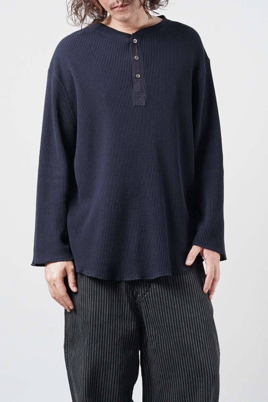 画像をギャラリービューアに読み込む, SEVEN LEATHERS WAFFLE HENLEY LONG SLEEVE TOPS (NAVY)