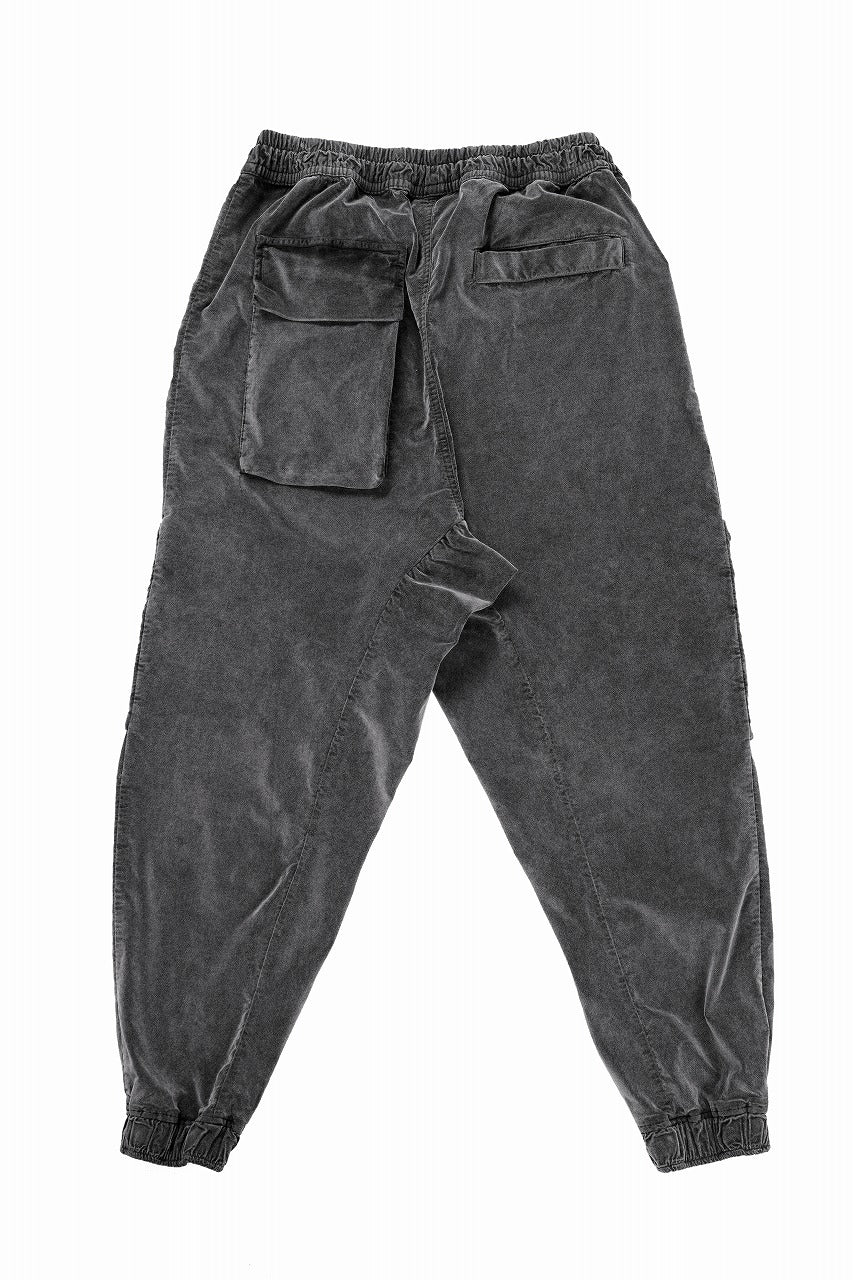 thom/krom ZIP CARGO JOGGER TROUSERS / DYED SOFT ELASTIC VELVET (USED GREY)