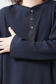 画像をギャラリービューアに読み込む, SEVEN LEATHERS WAFFLE HENLEY LONG SLEEVE TOPS (NAVY)