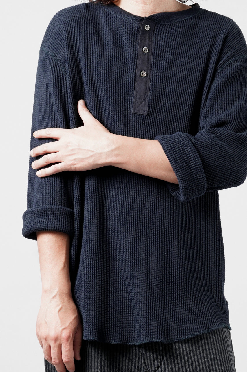 画像をギャラリービューアに読み込む, SEVEN LEATHERS WAFFLE HENLEY LONG SLEEVE TOPS (NAVY)