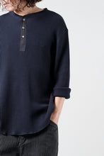 画像をギャラリービューアに読み込む, SEVEN LEATHERS WAFFLE HENLEY LONG SLEEVE TOPS (NAVY)