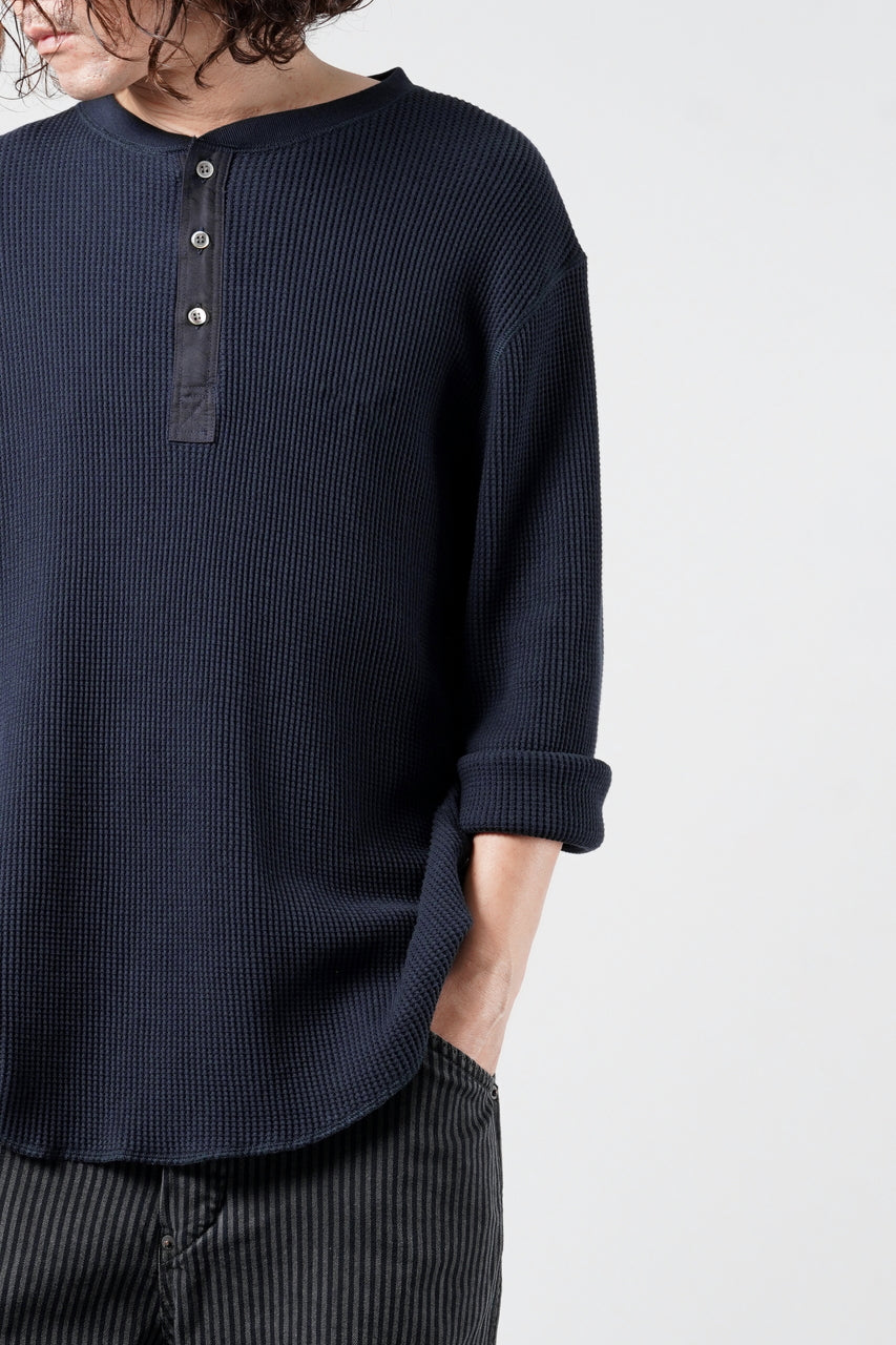 画像をギャラリービューアに読み込む, SEVEN LEATHERS WAFFLE HENLEY LONG SLEEVE TOPS (NAVY)